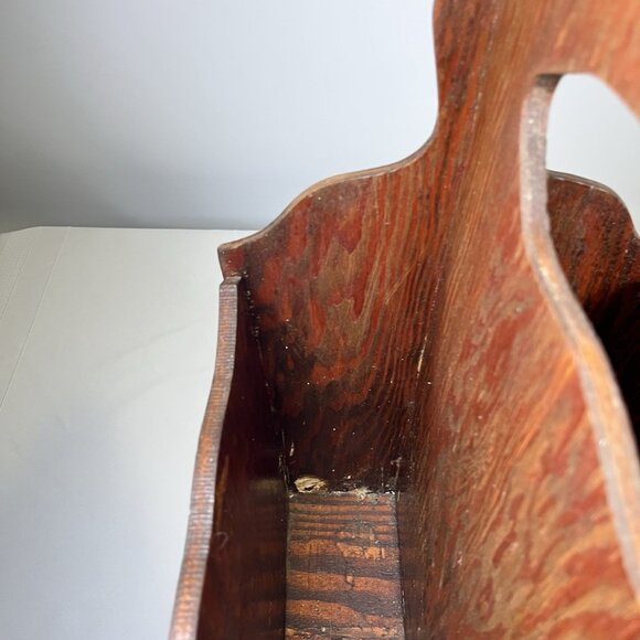 Vintage Wooden Magazine Rack Mid Century Chinoiserie Style with Asian Panels - Picture 13 of 13